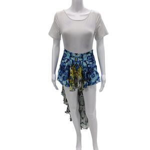 Kore Women Blue Floral Polyester Midi Skort Pull On Size S
